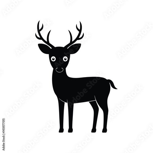 Deer silhouette vector illustration. woodland animal design, wild deer icon, nature symbol, forest creature figure