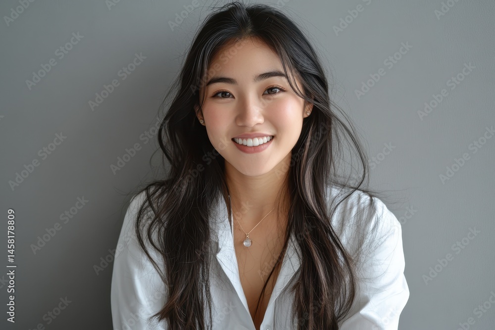 Smiling Asian doctor engaging in conversation at a modern clinic during daylight hours, Pretty smiling Asian doctor talking something at the camera in the grey studio Smiling Asian doctor engaging in conversation at a modern clinic during daylight hours, Pretty smiling Asian doctor talking something at the camera in the grey studio