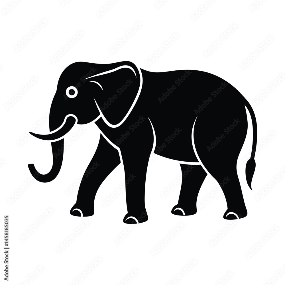 Obraz premium Elephant Walking Trunk Raised Vector Art