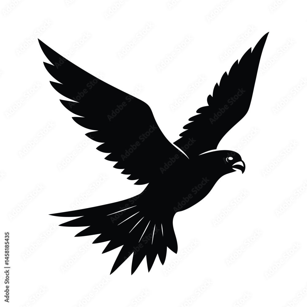 Obraz premium Falcon Diving Sharp Wings Vector Silhouette
