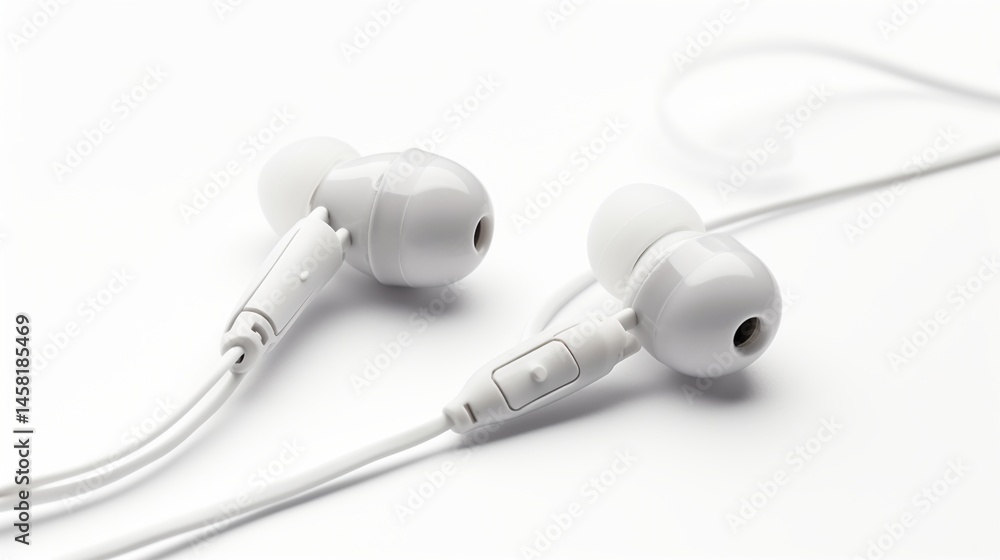 White earbuds on a white surface (1) White earbuds on a white surface (1)