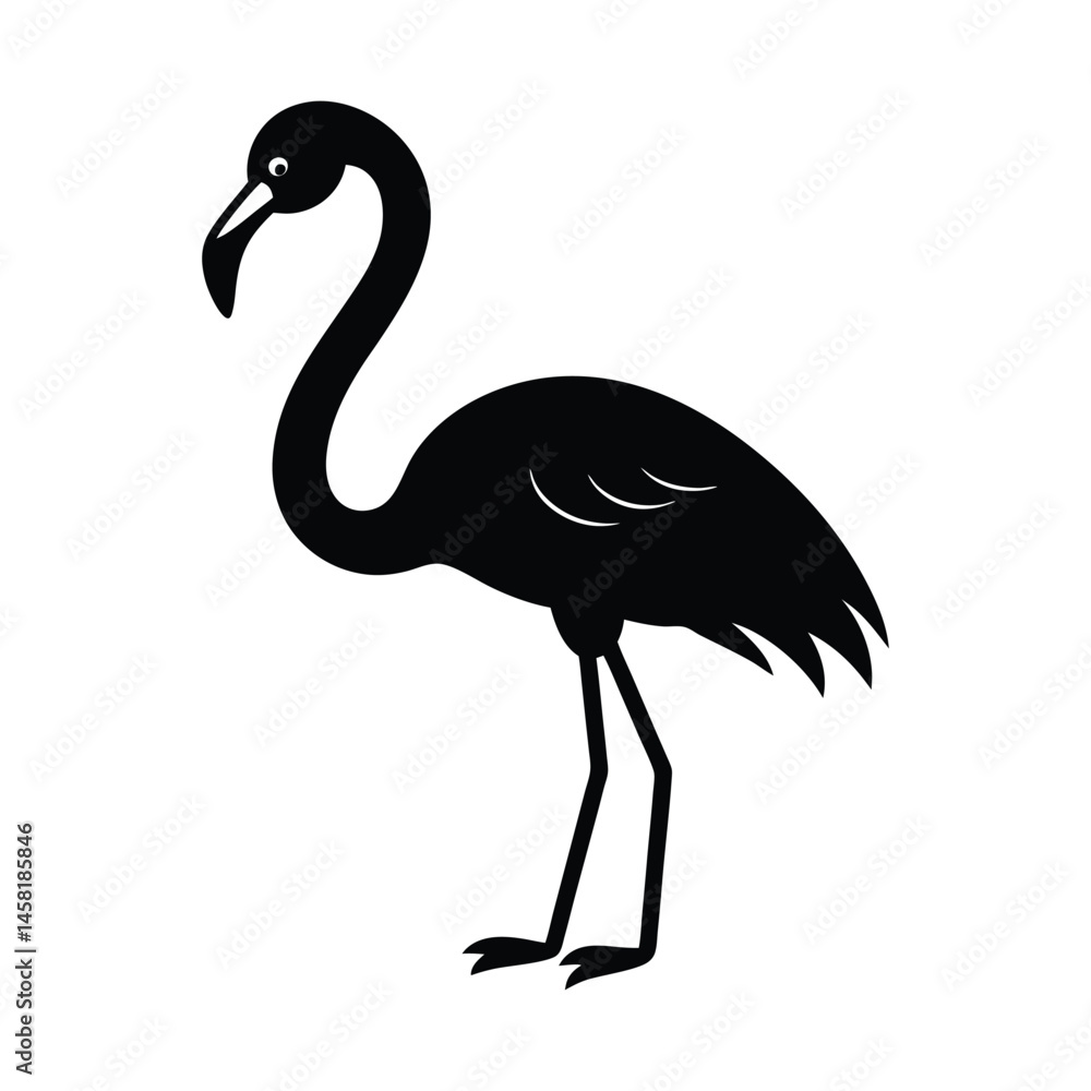 Flamingo Wading Beak Down Vector Silhouette Flamingo Wading Beak Down Vector Silhouette