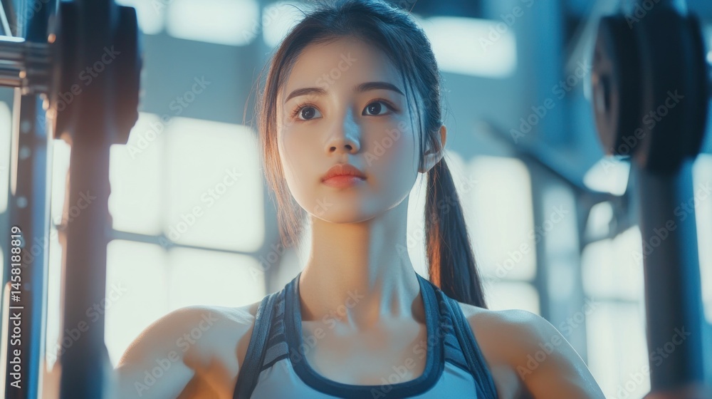 Fototapeta premium Young woman working out in a gym