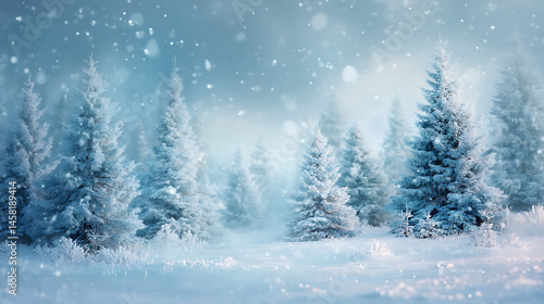 Wallpaper Mural Winter wonderland background wallpaper with trees and snow Torontodigital.ca