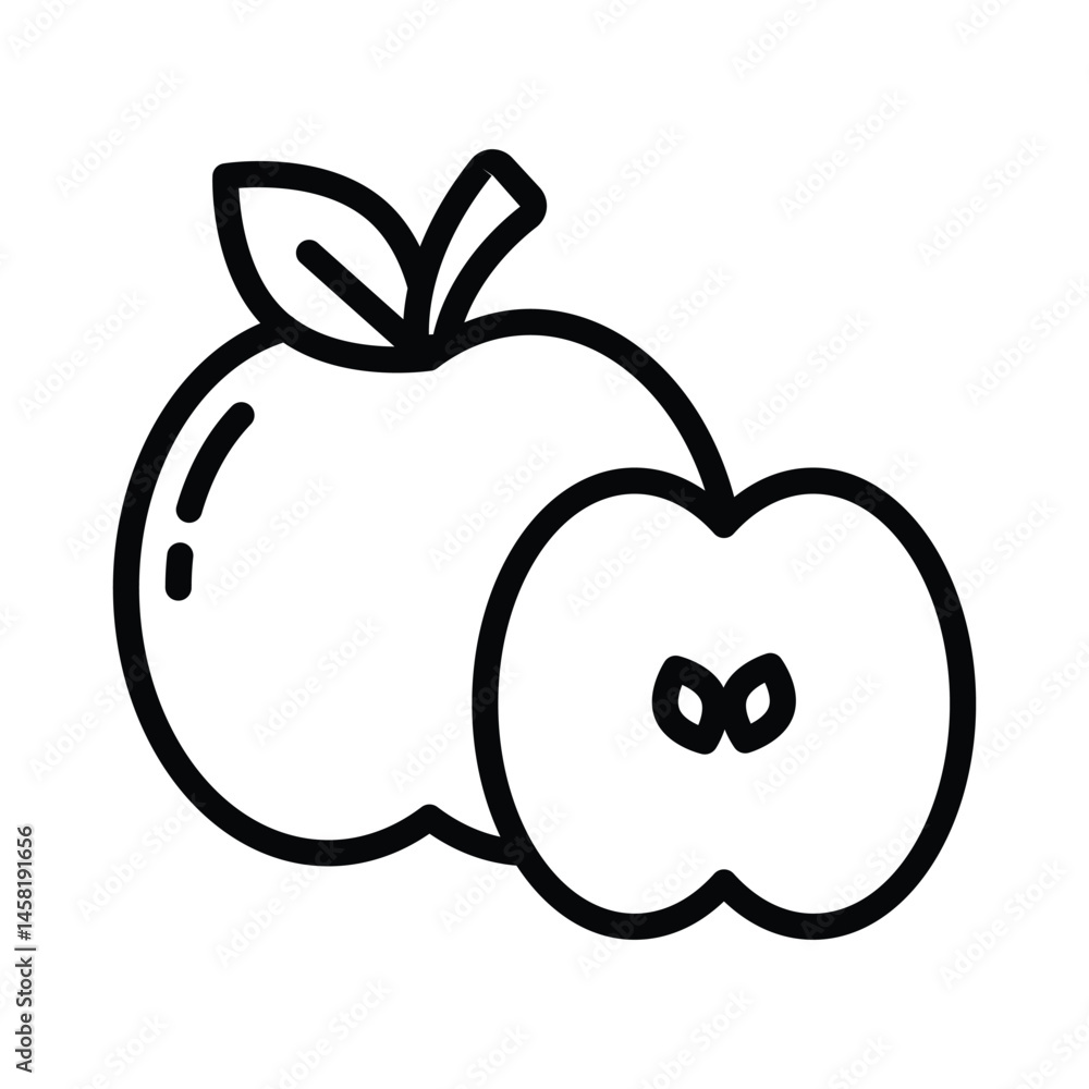 Fototapeta premium Apple Vector outline icon. Eps10 file 