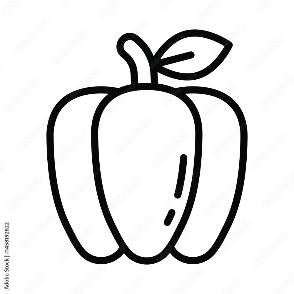 Bell Pepper Vector outline icon. Eps10 file Bell Pepper Vector outline icon. Eps10 file