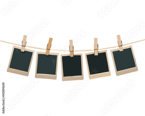 blank photo frames on rope