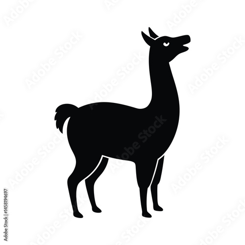 Llama Spitting Head Forward Vector Silhouette