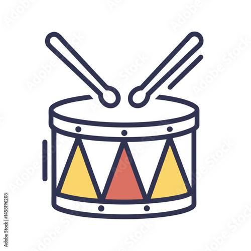 Toy drum icon for music education websites, children's app interfaces, instrument collections, multimedia presentations, and educational content