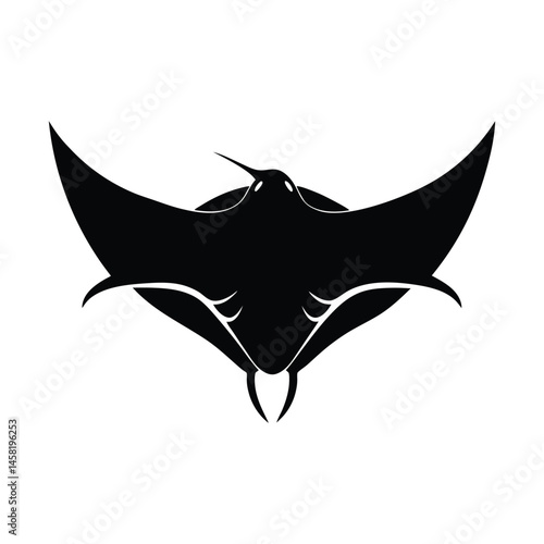 Manta Ray Gliding Wide Wings Vector Silhouette