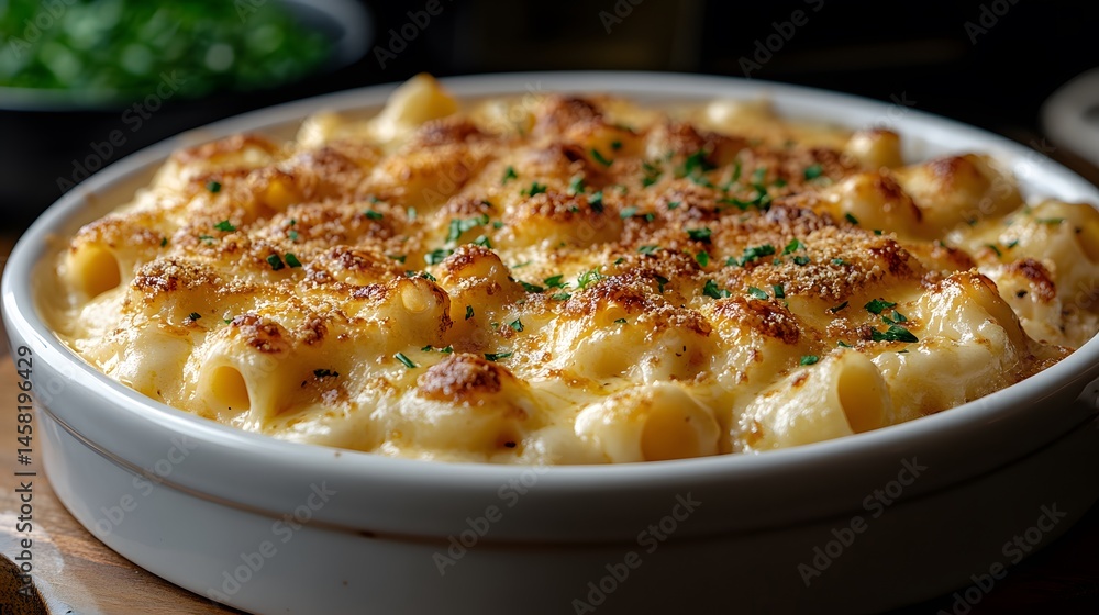 Macaroni and Cheese Baked in White Bowl Macaroni and Cheese Baked in White Bowl