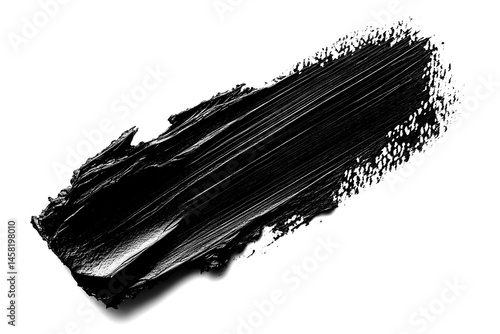 Top view of a black crosshatching brush stroke isolated on a white transparent background