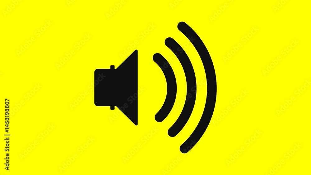 Sound Icon in Isolation on A Yellow Screen, speaker icon animation Sound Icon in Isolation on A Yellow Screen, speaker icon animation