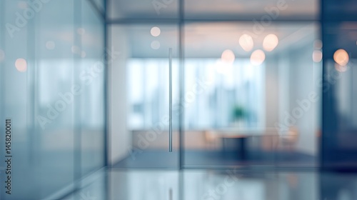 Business meeting setup modern office blurred interior background with door professional environment