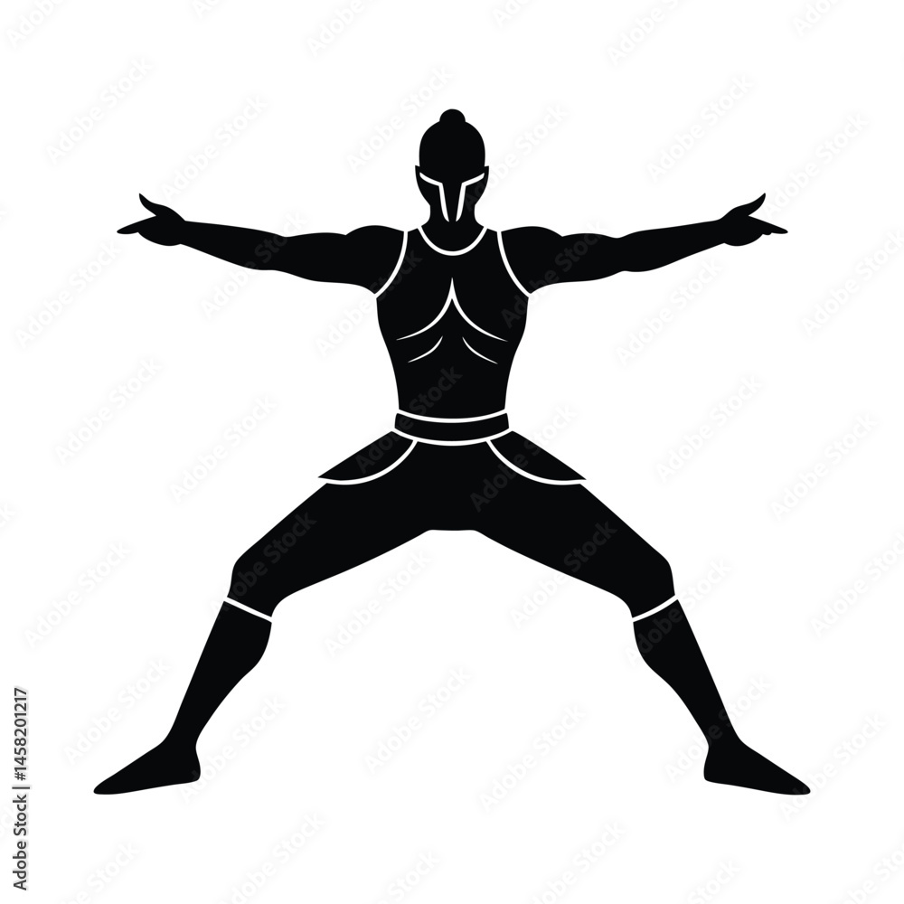Person Warrior Pose Vector Silhouette Person Warrior Pose Vector Silhouette