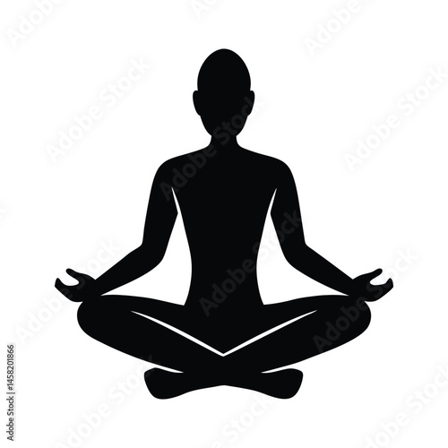 Person Meditating Cross Legged Vector Silhouette