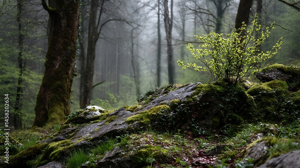 Fototapeta premium Misty Forest Rocks