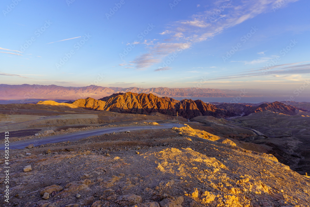 Sunset view from Mount Yoash, Massive Eilat Nature Reserve