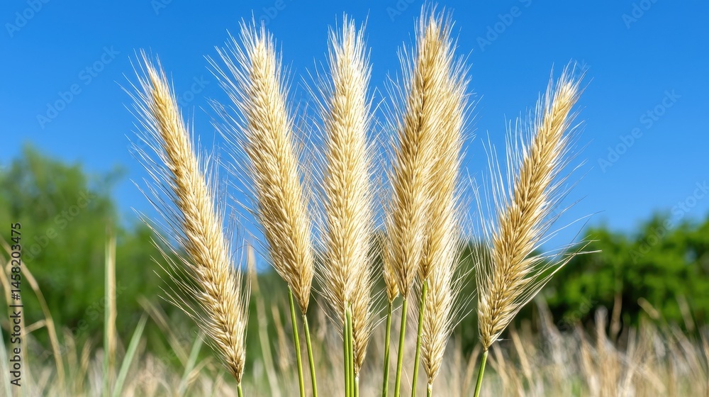 Light Beige Grasses Against Blue Sky Light Beige Grasses Against Blue Sky