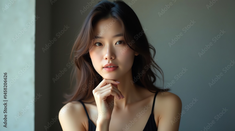 Fototapeta premium Serene beauty poses in soft light