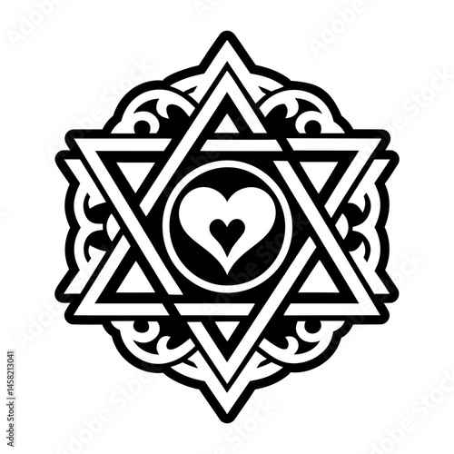 Solid style icon depicting hebrew tattoo