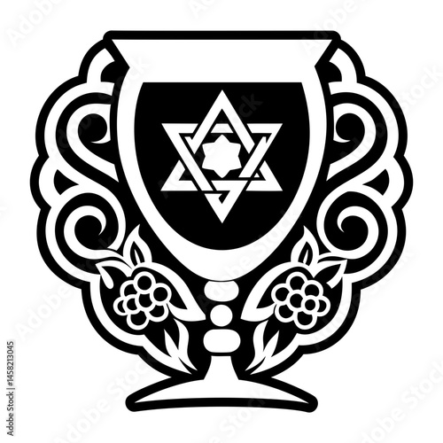 A glyph style icon showing kiddush cup