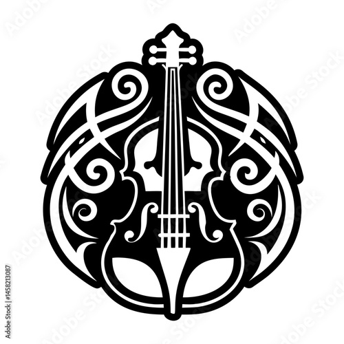 An icon depicting violin instrument in glyph style