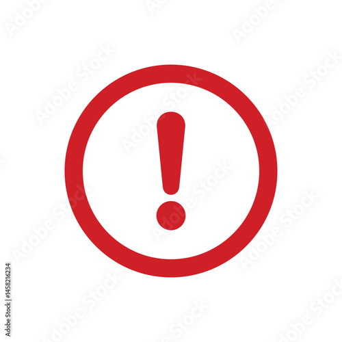 Flat red exclamation mark icon circle template