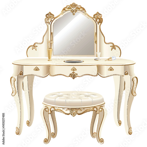 a highly detailed vector Vanity table