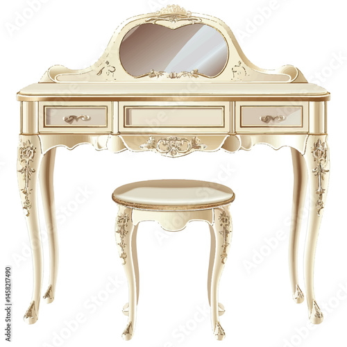 a highly detailed vector Vanity table