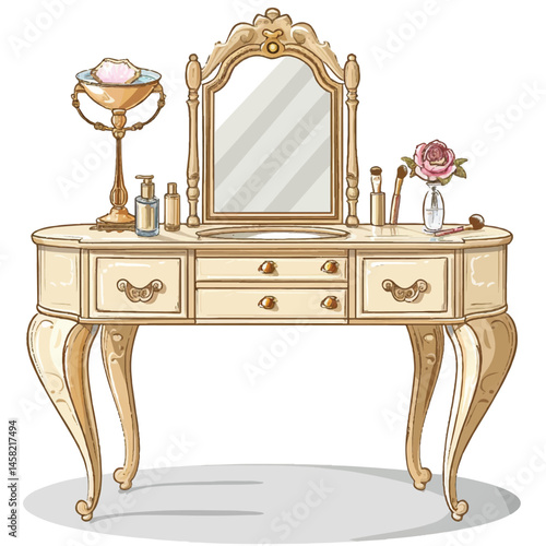 a highly detailed vector Vanity table