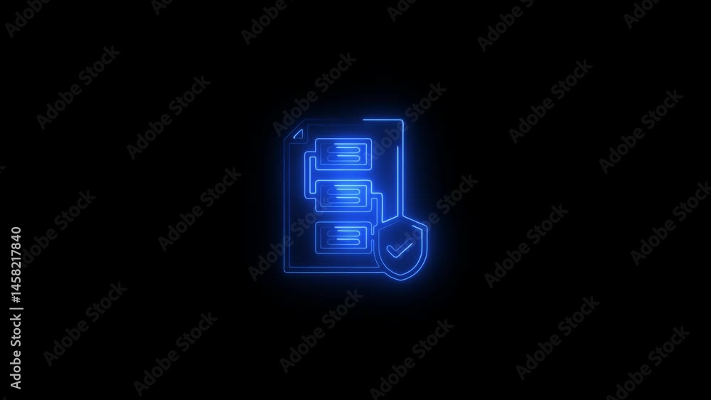 Glowing neon procedure icon.HD motion graphic video animation with neon effects.isolated on a black background. Glowing neon procedure icon.HD motion graphic video animation with neon effects.isolated on a black background.