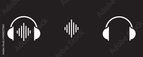 Minimal Headphones Icon with Sound Waves – Vector Illustration 