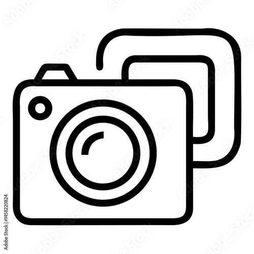 Camera photography photo digital slr equipment lens focus image capture technology icon vector graphic isolated on transparent background