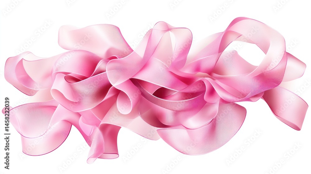 Abstract Pink Ribbon Swirls: A Delicate Dance of Curves and Light Abstract Pink Ribbon Swirls: A Delicate Dance of Curves and Light