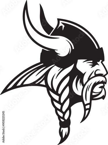 Viking Warrior Head Silhouette Vector Illustration of Norse Fighter Perfect for History, Mythology, Battle and Warrior Spirit Designs