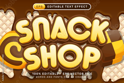 snack shop text effect and editable text effect with bread illustration