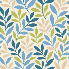 Keuken achterwand Planten patronen Elegante takken blauw groen beige  © sameul