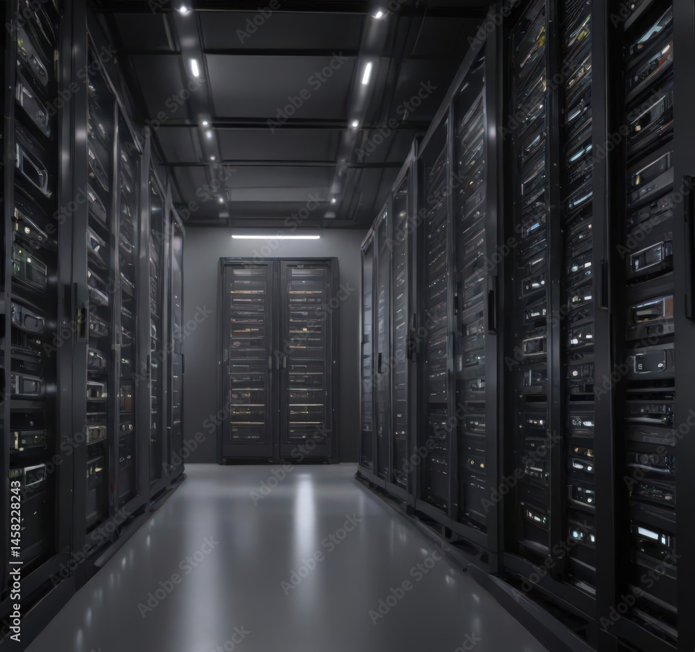 Gleaming server racks fill a climate-controlled server room , storage, system Gleaming server racks fill a climate-controlled server room , storage, system