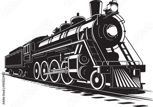Locomotive Train Silhouette Vector Illustration of Vintage Engine Perfect for Transportation, Travel, History and Railway