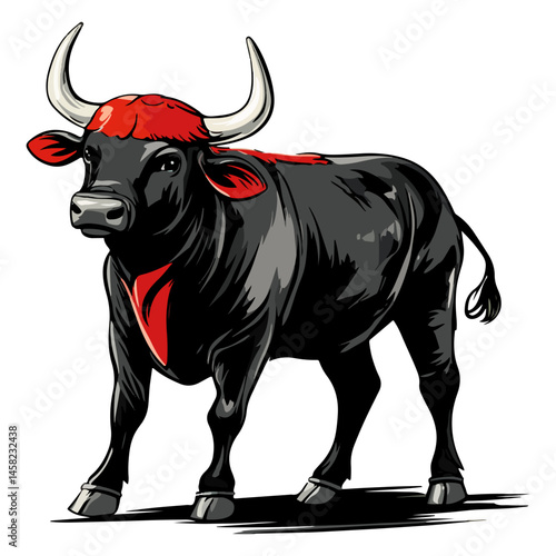 bullfighting, animal, vector, transparent background, cattle, nature, wildlife, big, isolated, ox, bovine