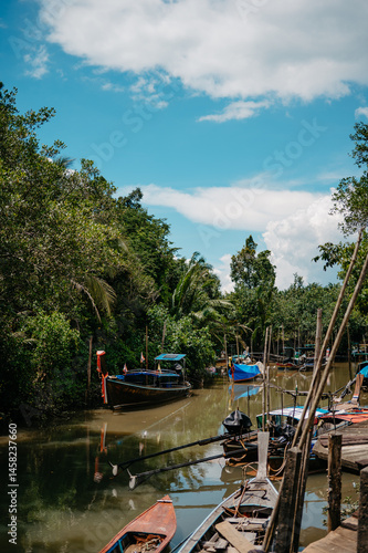 Wallpaper Mural Thai Long Tail Boats at Thapom Klong Song Nam, Krabi Torontodigital.ca