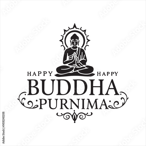 Happy Buddha Purnima Celebration Illustration,Buddha Purnima Festival Vector Art,Elegant Buddha Purnima Design,Buddha Purnima Minimalist Silhouette,Spiritual Buddha Purnima Artwork