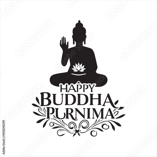 Happy Buddha Purnima Celebration Illustration,Buddha Purnima Festival Vector Art,Elegant Buddha Purnima Design,Buddha Purnima Minimalist Silhouette,Spiritual Buddha Purnima Artwork