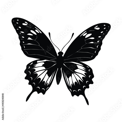 a butterfly motion captured mid vector art silhouette 