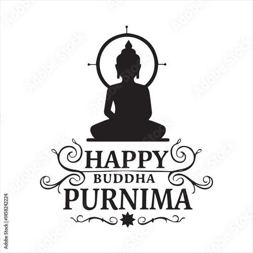 Happy Buddha Purnima Celebration Illustration,Buddha Purnima Festival Vector Art,Elegant Buddha Purnima Design,Buddha Purnima Minimalist Silhouette,Spiritual Buddha Purnima Artwork