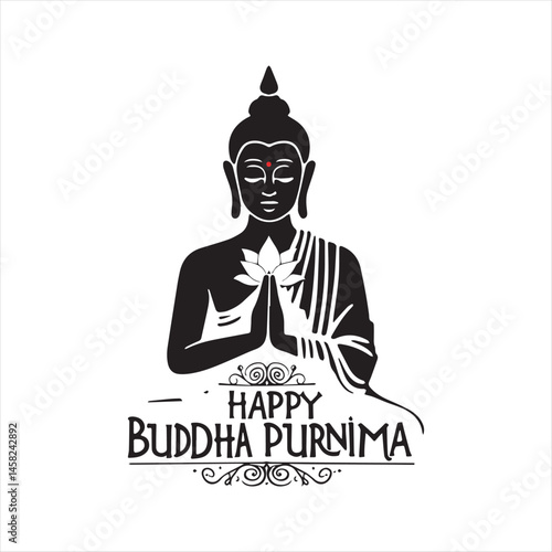 Happy Buddha Purnima Celebration Illustration,Buddha Purnima Festival Vector Art,Elegant Buddha Purnima Design,Buddha Purnima Minimalist Silhouette,Spiritual Buddha Purnima Artwork