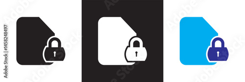 Locked document icon . Vector for websites, mobile interfaces, presentations, banner, visual branding etc. Vector illustration. isolated on white and black background. EPS 10