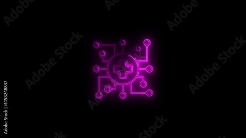Wallpaper Mural Glowing neon health tech icon.HD motion graphic video animation with neon effects.isolated on a black background. Torontodigital.ca