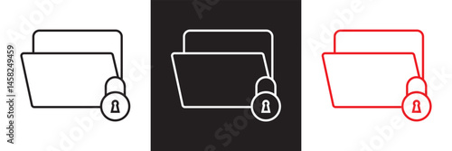 Locked document icon . Vector for websites, mobile interfaces, presentations, banner, visual branding etc. Vector illustration. isolated on white and black background. EPS 10